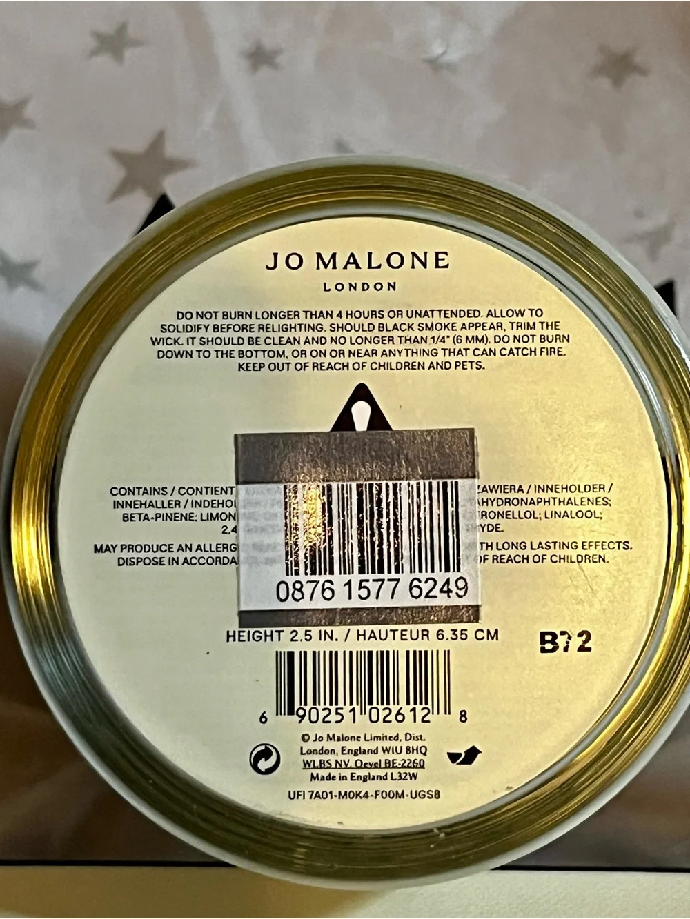 Jo Malone White Candle with Rose Gold Lid and Black Bow